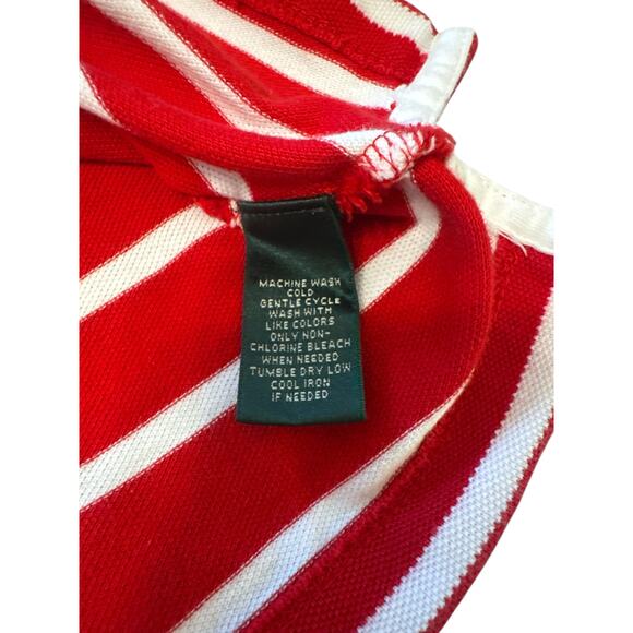 LRL Ralph Lauren Red White Striped Polo Shirt | Large | Nautical Style | 1/4 Zip - Picture 10 of 11